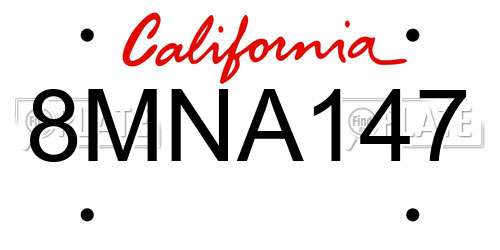 8MNA147 California License Plate