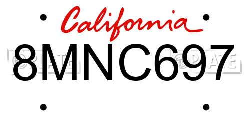 8MNC697 California License Plate