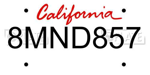 8MND857 California License Plate