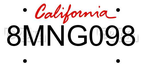 8MNG098 California License Plate