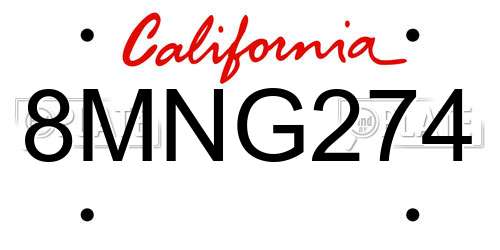 8MNG274 California License Plate