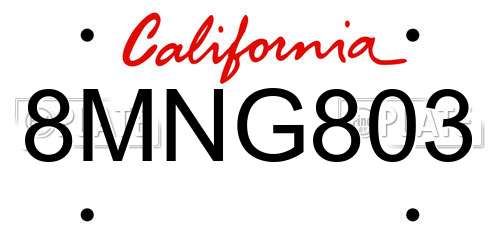 8MNG803 California License Plate