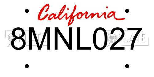 8MNL027 California License Plate