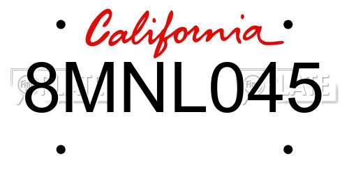 8MNL045 California License Plate