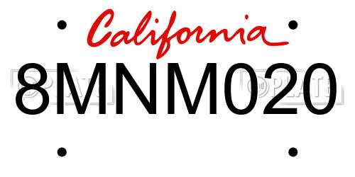 8MNM020 California License Plate