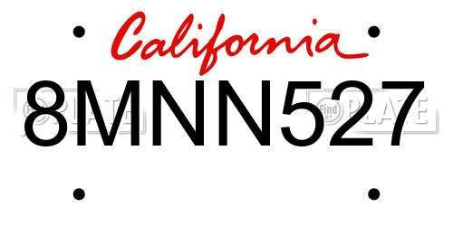 8MNN527 California License Plate