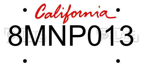 8MNP013 California License Plate