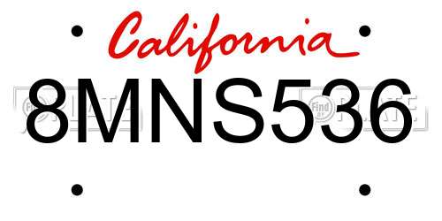 8MNS536 California License Plate