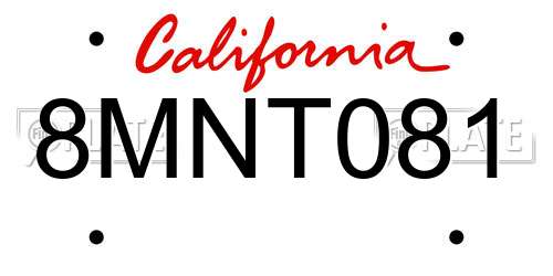 8MNT081 California License Plate