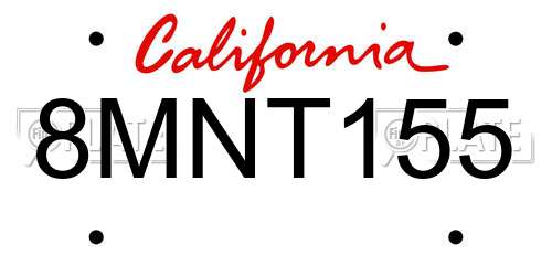 8MNT155 California License Plate