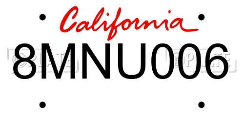 8MNU006 California License Plate