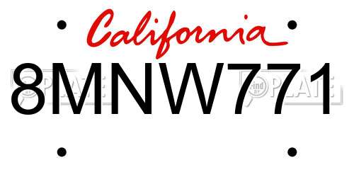 8MNW771 California License Plate