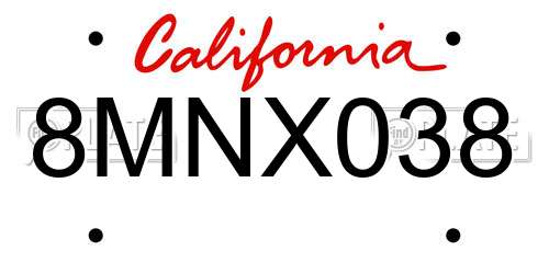 8MNX038 California License Plate