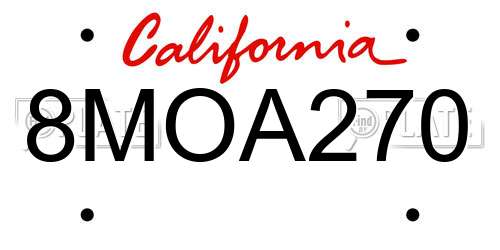 8MOA270 California License Plate