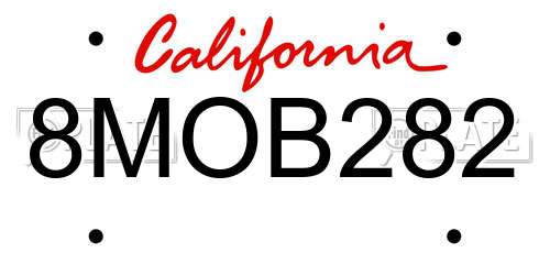 8MOB282 California License Plate
