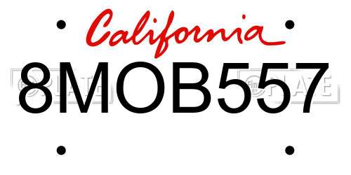 8MOB557 California License Plate