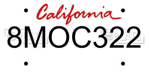 8MOC322 California License Plate