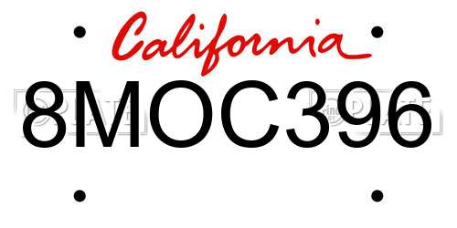 8MOC396 California License Plate