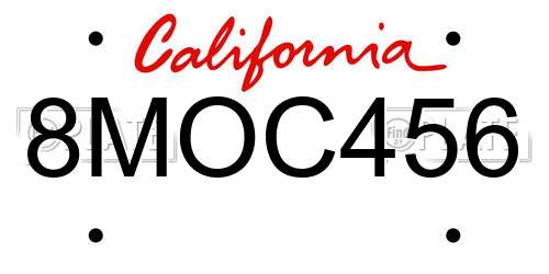 8MOC456 California License Plate