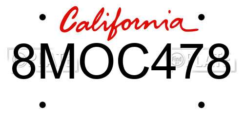 8MOC478 California License Plate