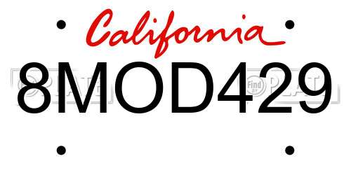 8MOD429 California License Plate