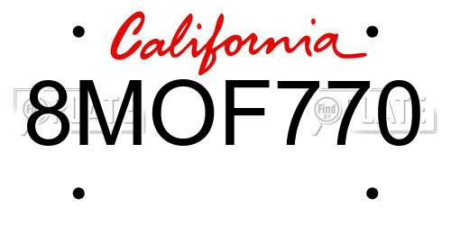 8MOF770 California License Plate