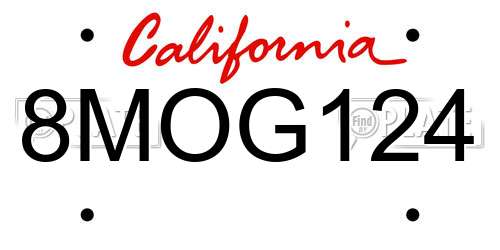 8MOG124 California License Plate