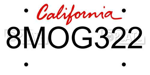8MOG322 California License Plate