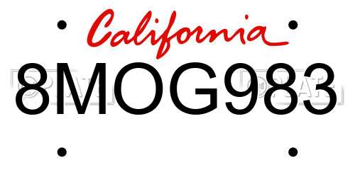 8MOG983 California License Plate