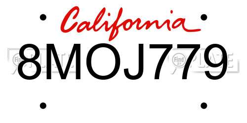 8MOJ779 California License Plate