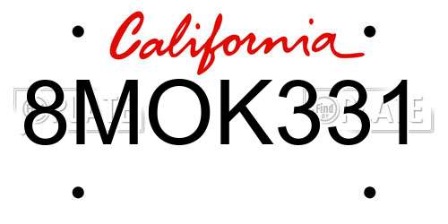 8MOK331 California License Plate