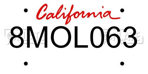 8MOL063 California License Plate