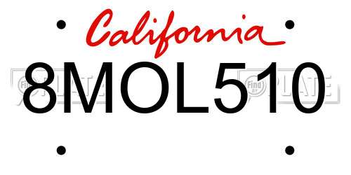 8MOL510 California License Plate