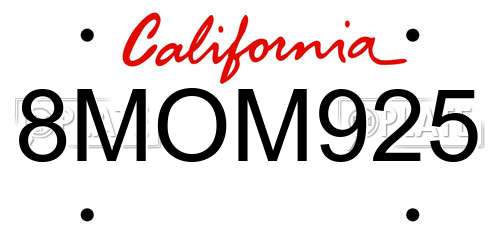 8MOM925 California License Plate