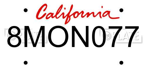 8MON077 California License Plate