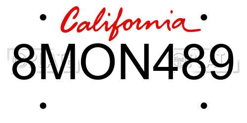 8MON489 California License Plate