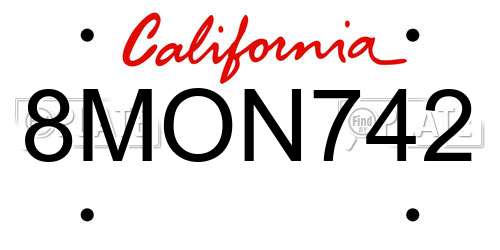 8MON742 California License Plate