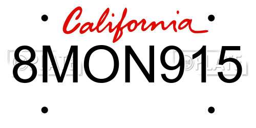 8MON915 California License Plate
