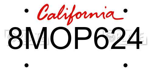 8MOP624 California License Plate