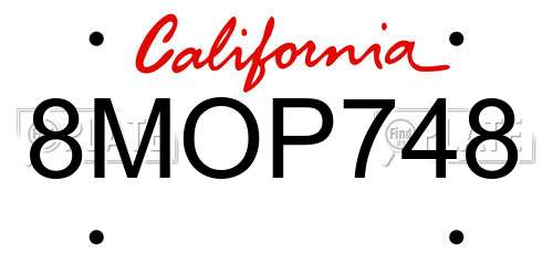 8MOP748 California License Plate