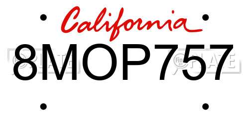 8MOP757 California License Plate
