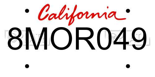 8MOR049 California License Plate