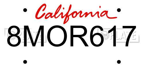 8MOR617 California License Plate