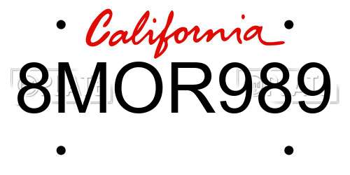 8MOR989 California License Plate