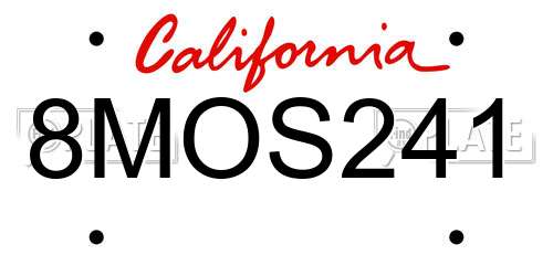 8MOS241 California License Plate