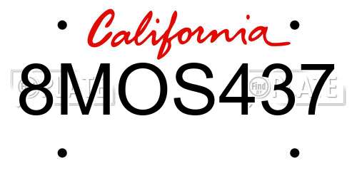 8MOS437 California License Plate