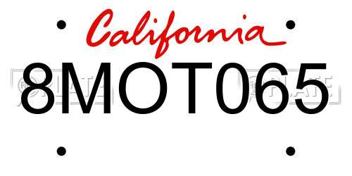 8MOT065 California License Plate