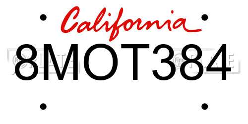8MOT384 California License Plate