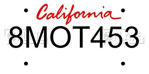 8MOT453 California License Plate