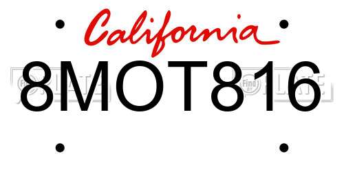 8MOT816 California License Plate